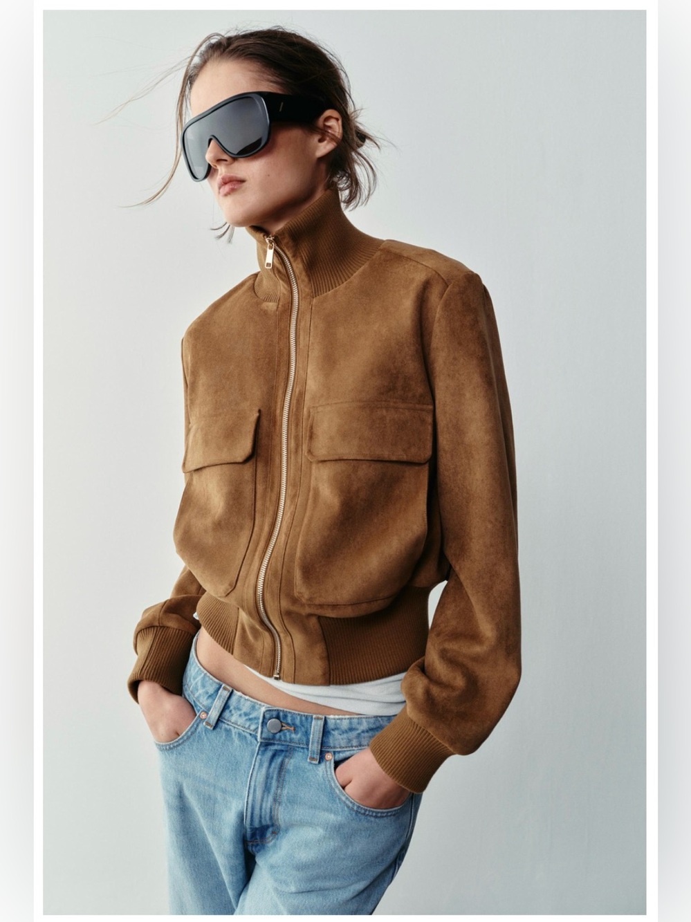 ZARA faux suede bomber jacket
